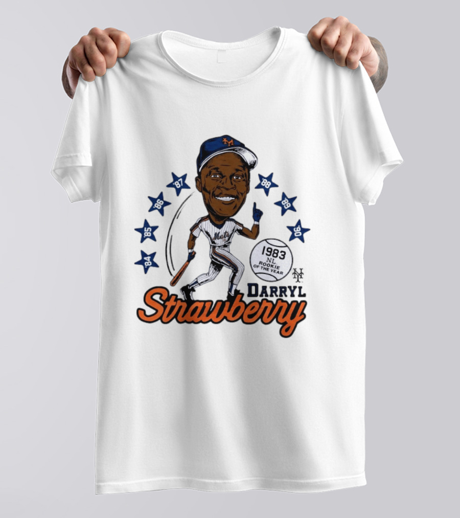 Darryl Strawberry New York Mets 1983 NL Rookie Of The Year Baseball Stars Icon 86 87 88 90 91 95 96 T-Shirt