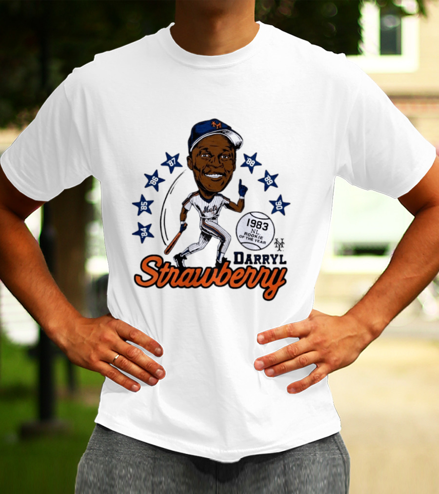 Darryl Strawberry New York Mets 1983 NL Rookie Of The Year Baseball Stars Icon 86 87 88 90 91 95 96 T-Shirt