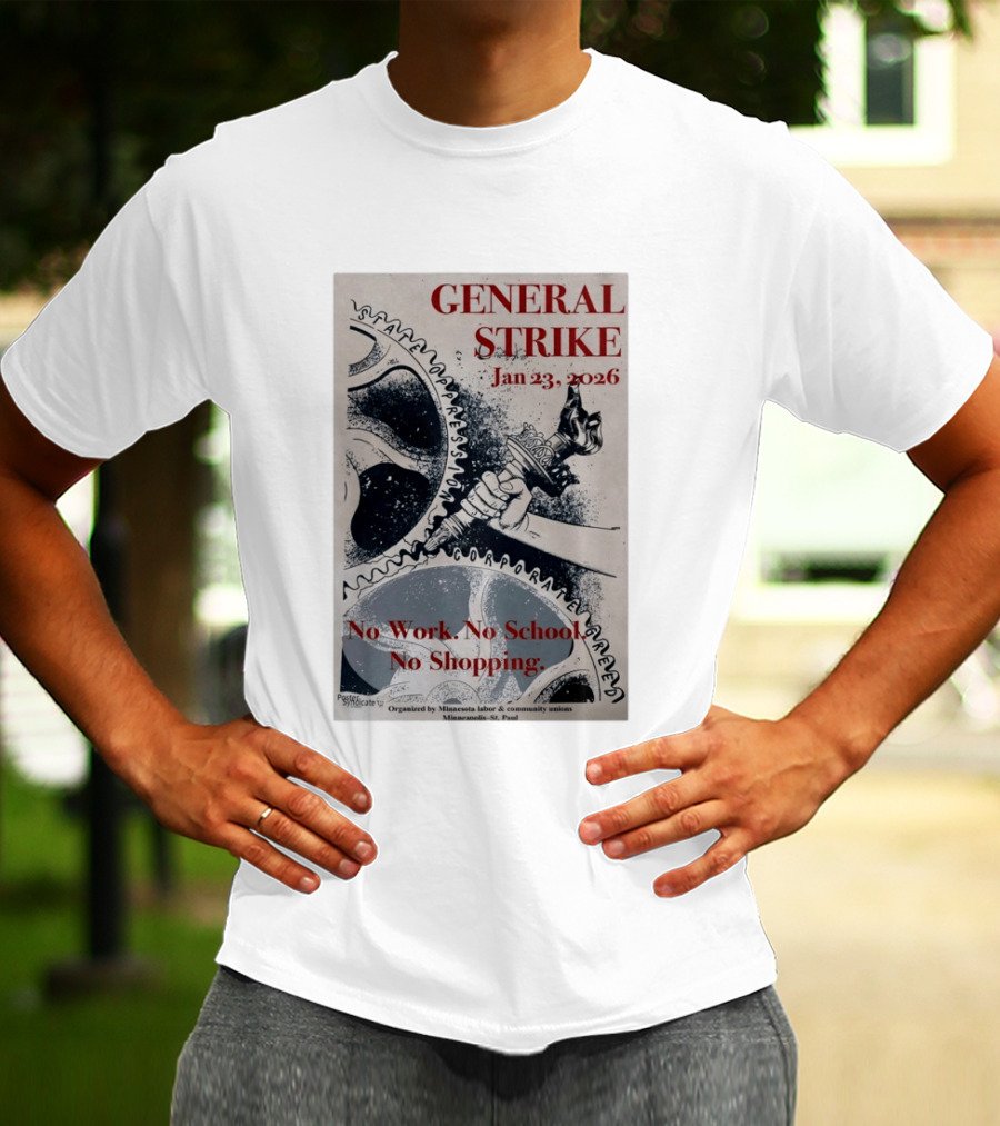 General Strike Jan 23 2026 Minneapolis St. Paul No Work No School No Shopping Corporate Greed T-Shirt