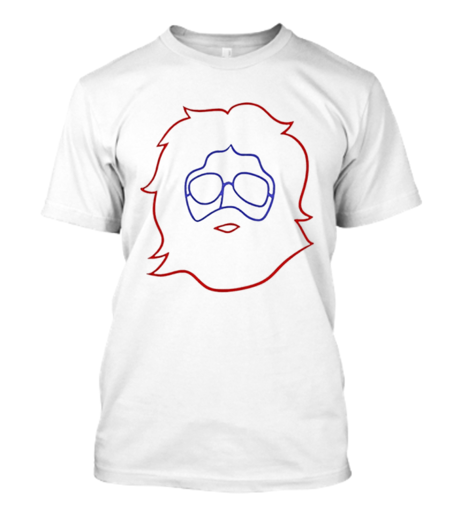 Jerry Garcia Life Coach Iconic Line Art Red Blue T-Shirt