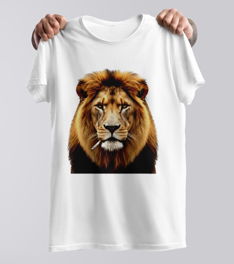 Lion Smoking Cigarette Majestic Wild T-Shirt