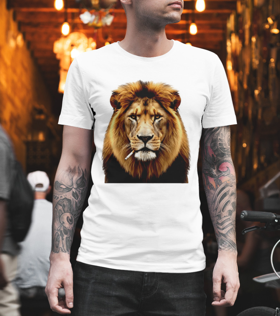 Lion Smoking Cigarette Majestic Wild T-Shirt