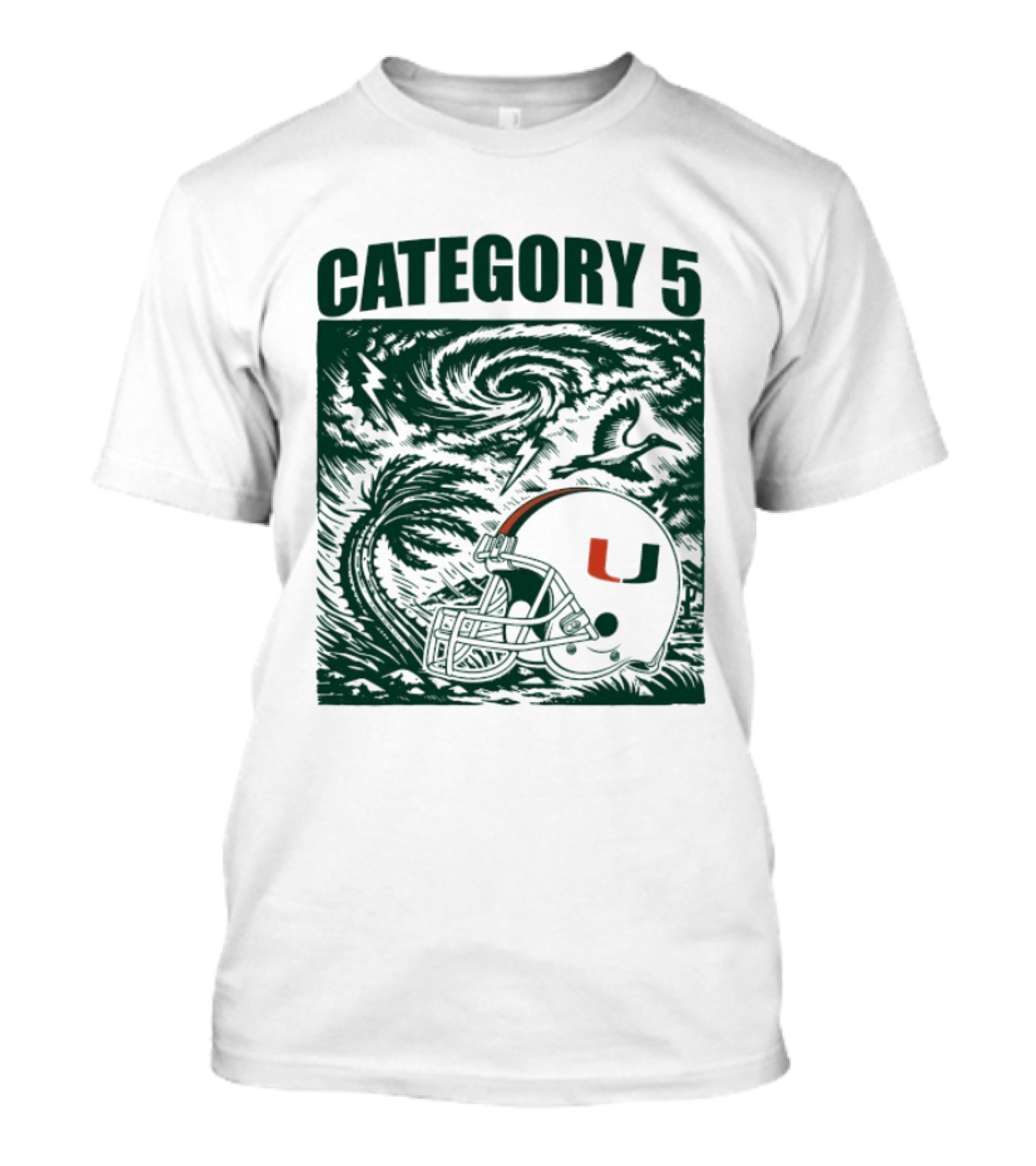 Miami Hurricanes Category 5 Helmet Storm Football T-Shirt