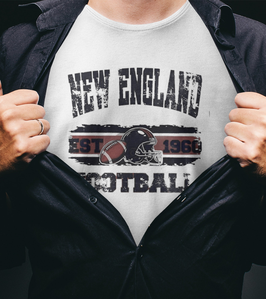 New England Patriots Football Est 1960 Helmet Ball Center T-Shirt