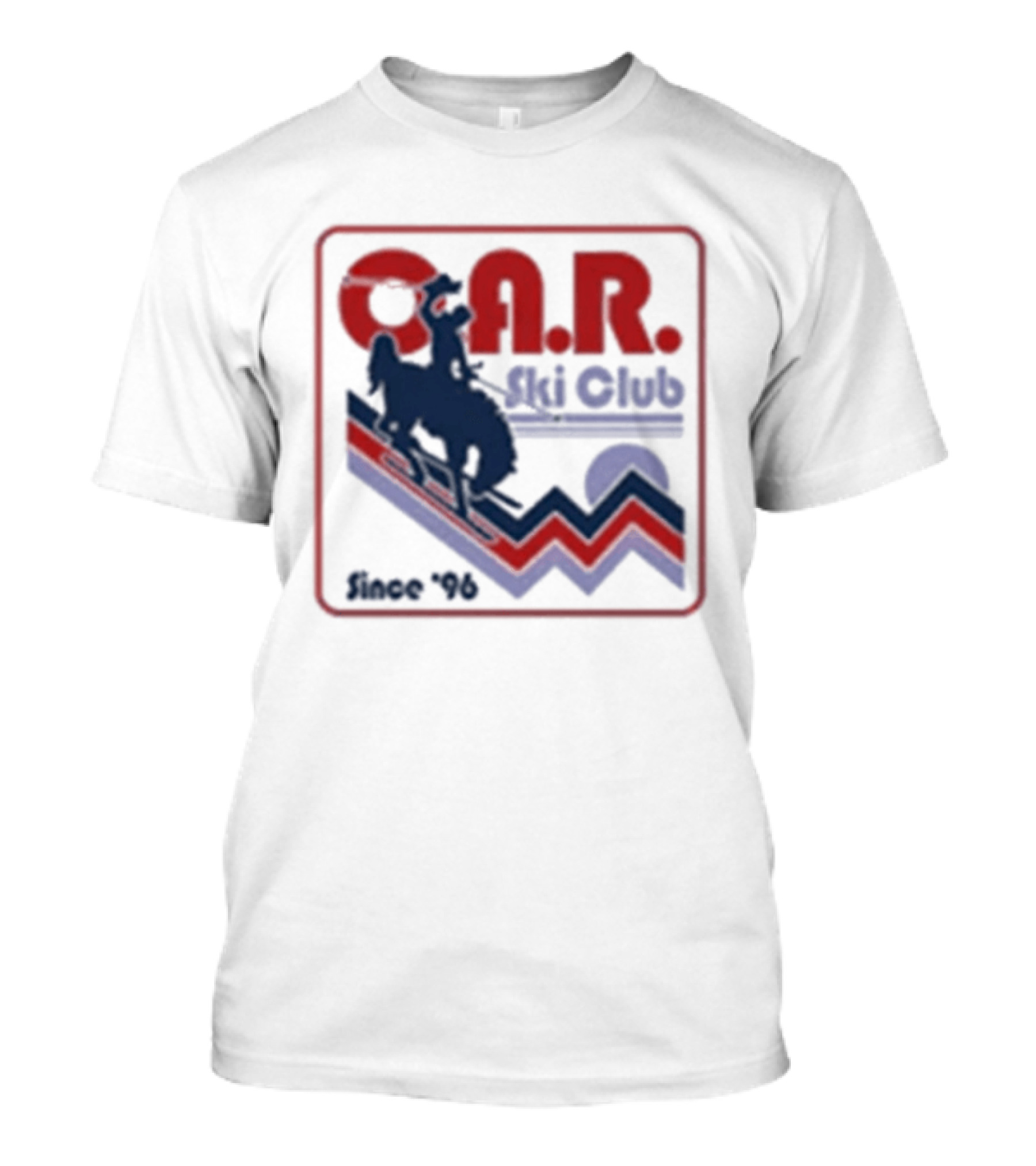 O.A.R. Ski Club Since 1996 Retro Design With Skier And Sun Motif T-Shirt