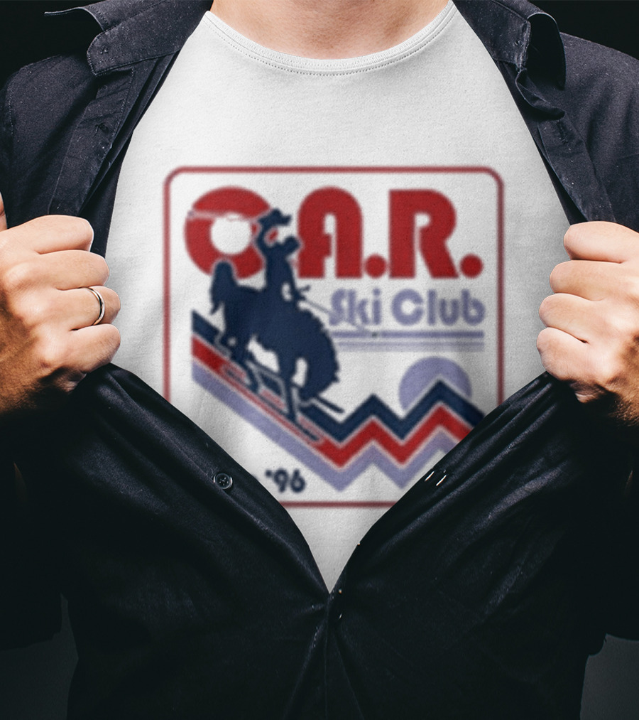 O.A.R. Ski Club Since 1996 Retro Design With Skier And Sun Motif T-Shirt