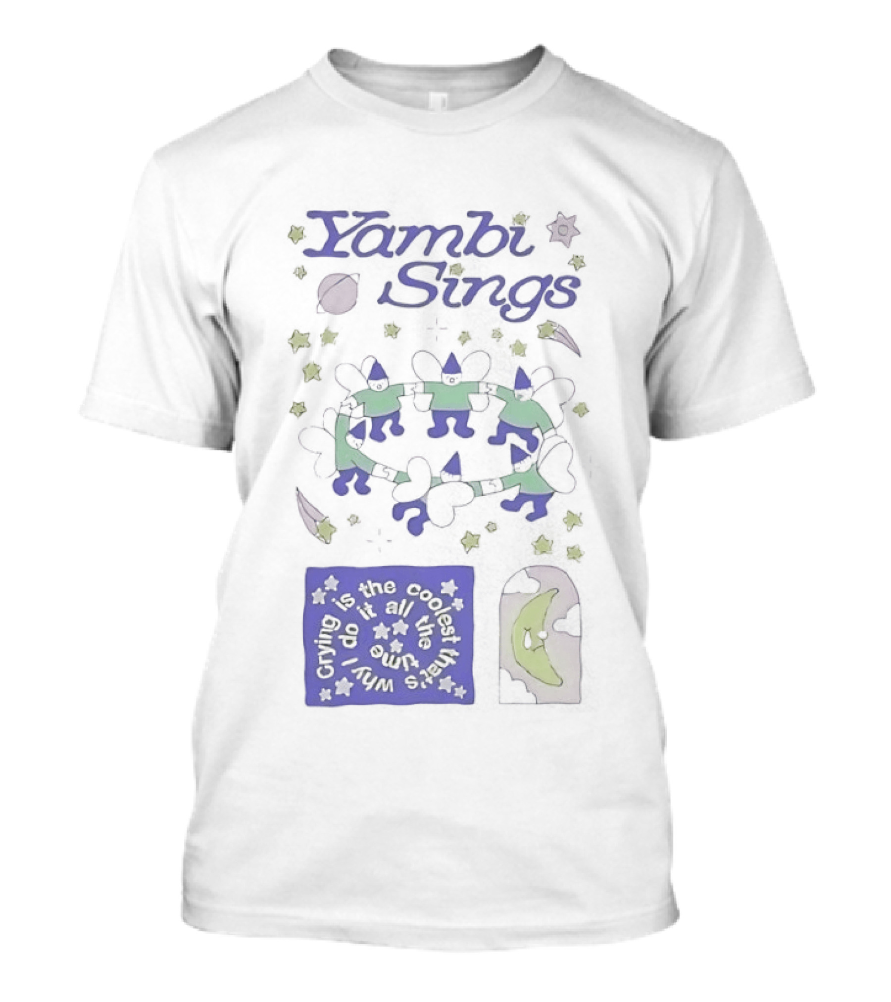 Yambi Sings Crying Is The Coolest I Do It All The Time Moon And Stars Cats T-Shirt