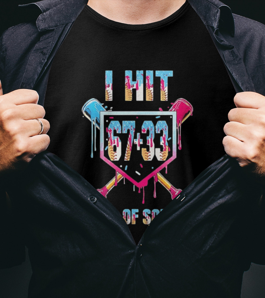 I Hit 67 Plus 33 Days Of School Baseball Melting T-Shirt