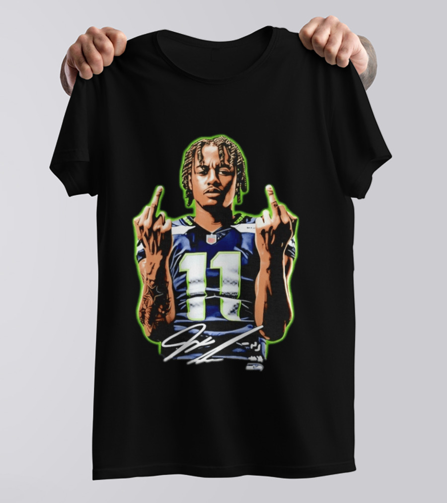 Jaxon Smith Njigba Seattle Seahawks 11 Middle Finger Gesture T-Shirt