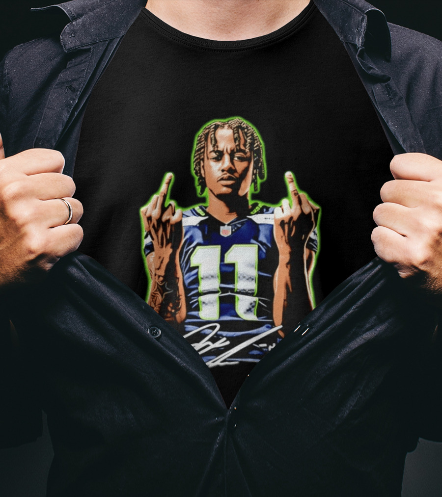 Jaxon Smith Njigba Seattle Seahawks 11 Middle Finger Gesture T-Shirt