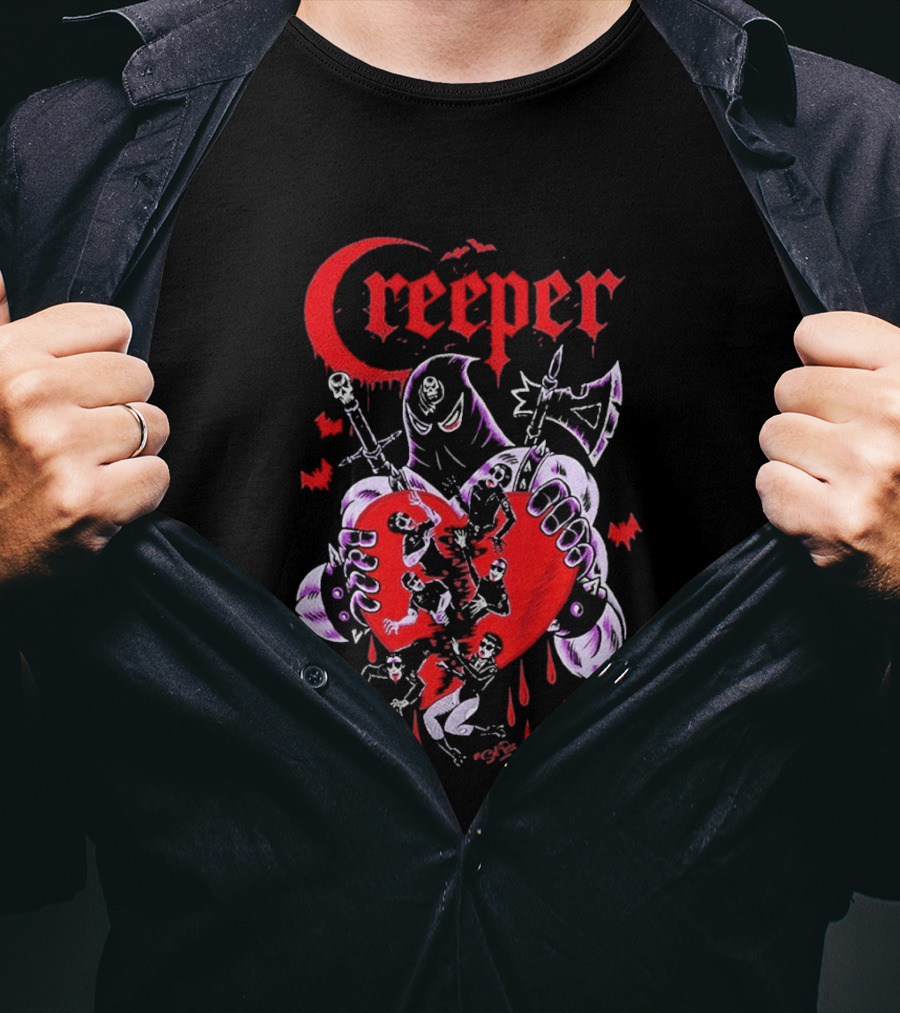 Creeper Sol Rac Valentines Heart And Skeletons 2026 T-Shirt
