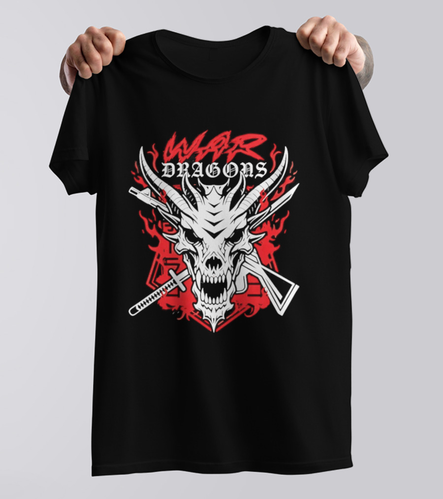 Shingo Takagi Drilla Maloney War Dragons White Skull Red Flames T-Shirt
