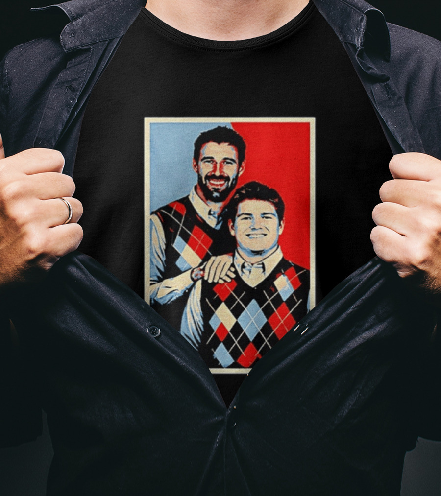 Mike Vrabel Drake Maye New England Patriots Football Hope Iconic Argyle Sweater T-Shirt