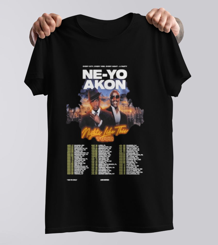 Ne Yo Akon Nights Like This Tour 2026 Dates City Skyline T-Shirt