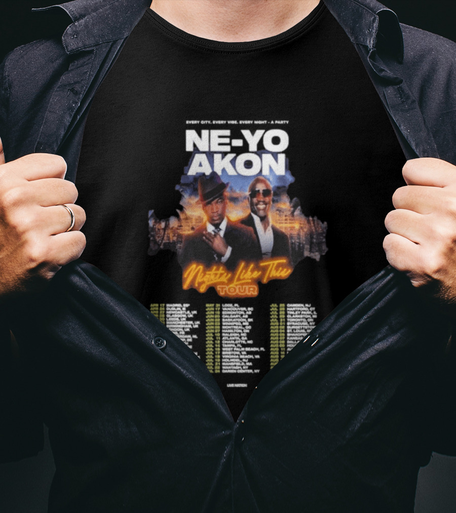 Ne Yo Akon Nights Like This Tour 2026 Dates City Skyline T-Shirt