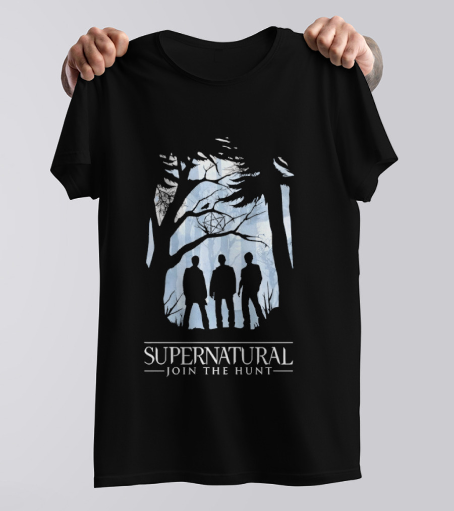Supernatural Join The Hunt Silhouettes In Forest Scene T-Shirt