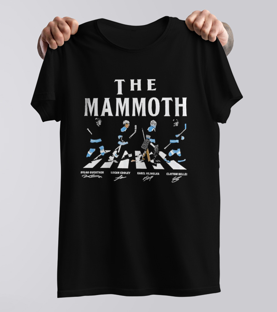The Mammoth Guenther Cooley Vejmelka Keller Ice Hockey Abbey Road Signatures T-Shirt