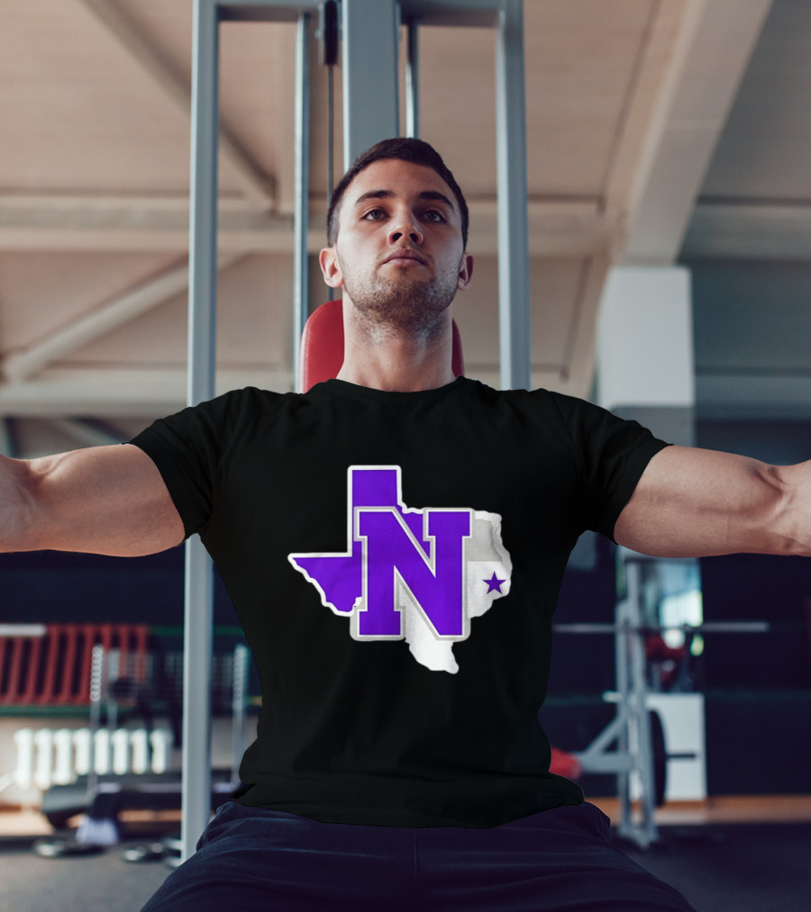 Norton High School Football Texas Map Purple N Star T-Shirt