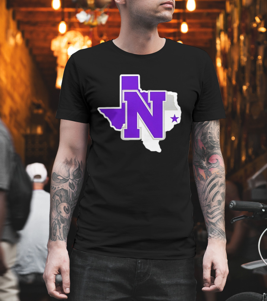 Norton High School Football Texas Map Purple N Star T-Shirt