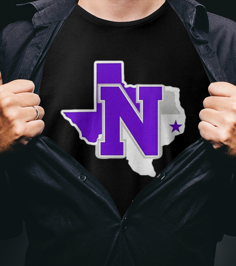 Norton High School Football Texas Map Purple N Star T-Shirt