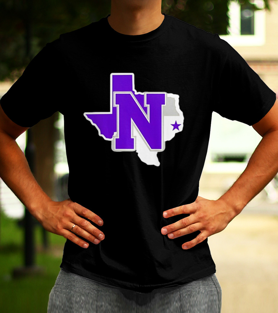 Norton High School Football Texas Map Purple N Star T-Shirt
