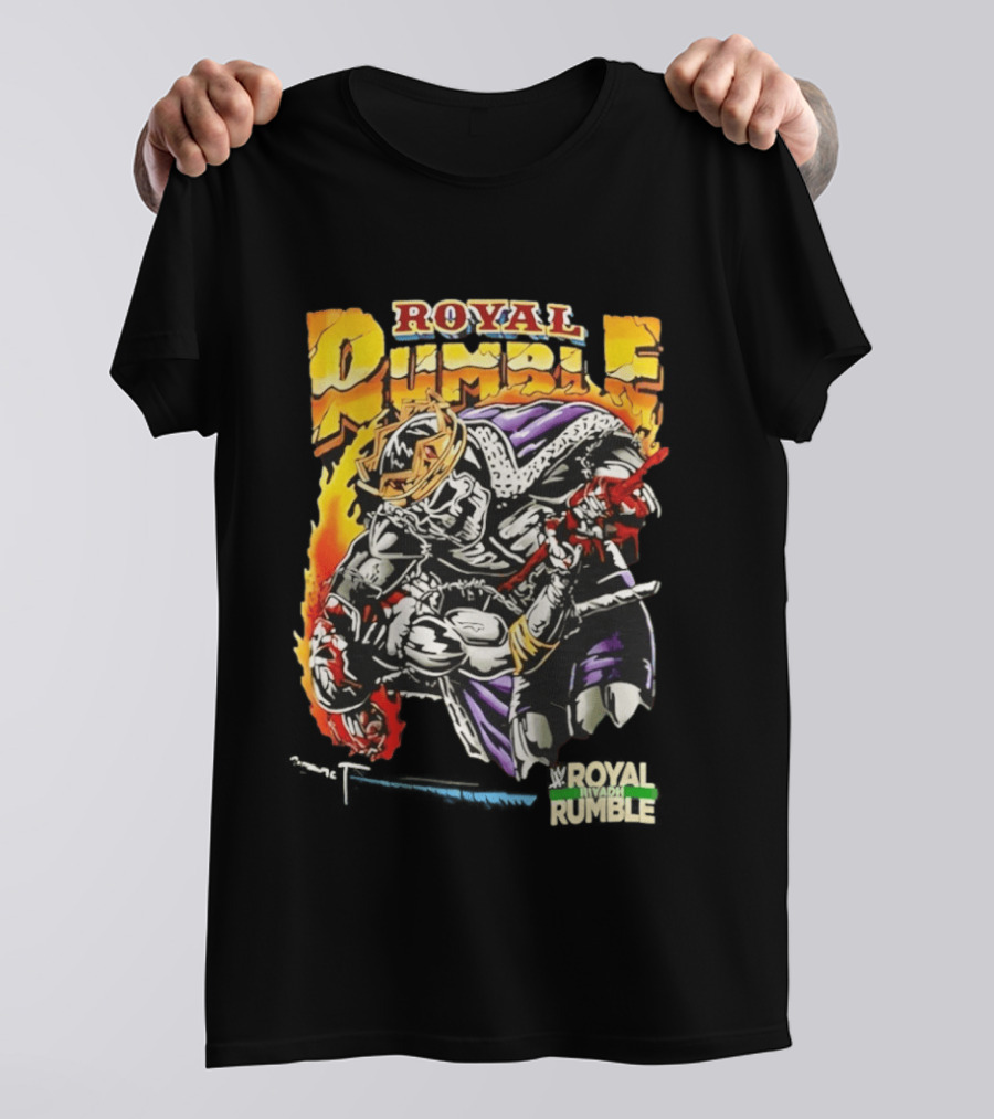 Royal Rumble Riyadh Boulevard Skeleton Crown Flame T-Shirt