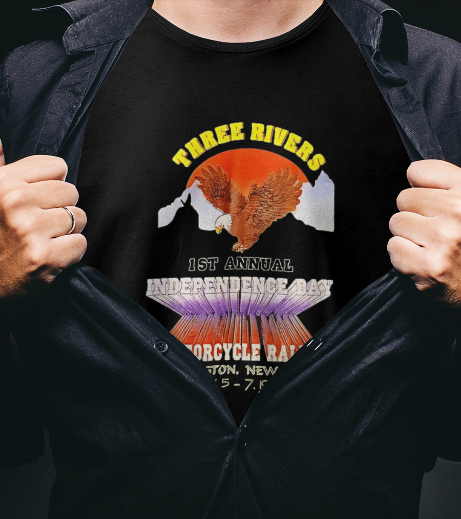 Three Rivers Independence Day Motorcycle Rally Bald Eagle Sunset T-Shirt