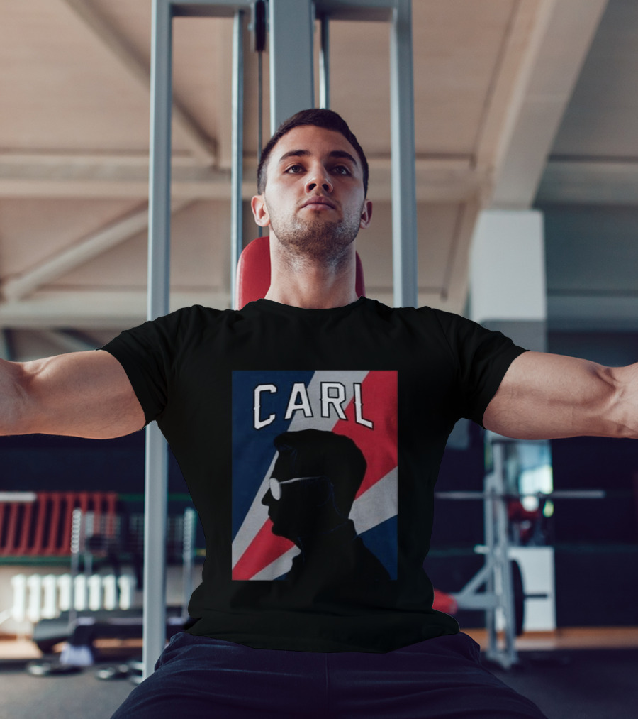 CARL Silhouette With Red And Blue Angled Stripes T-Shirt