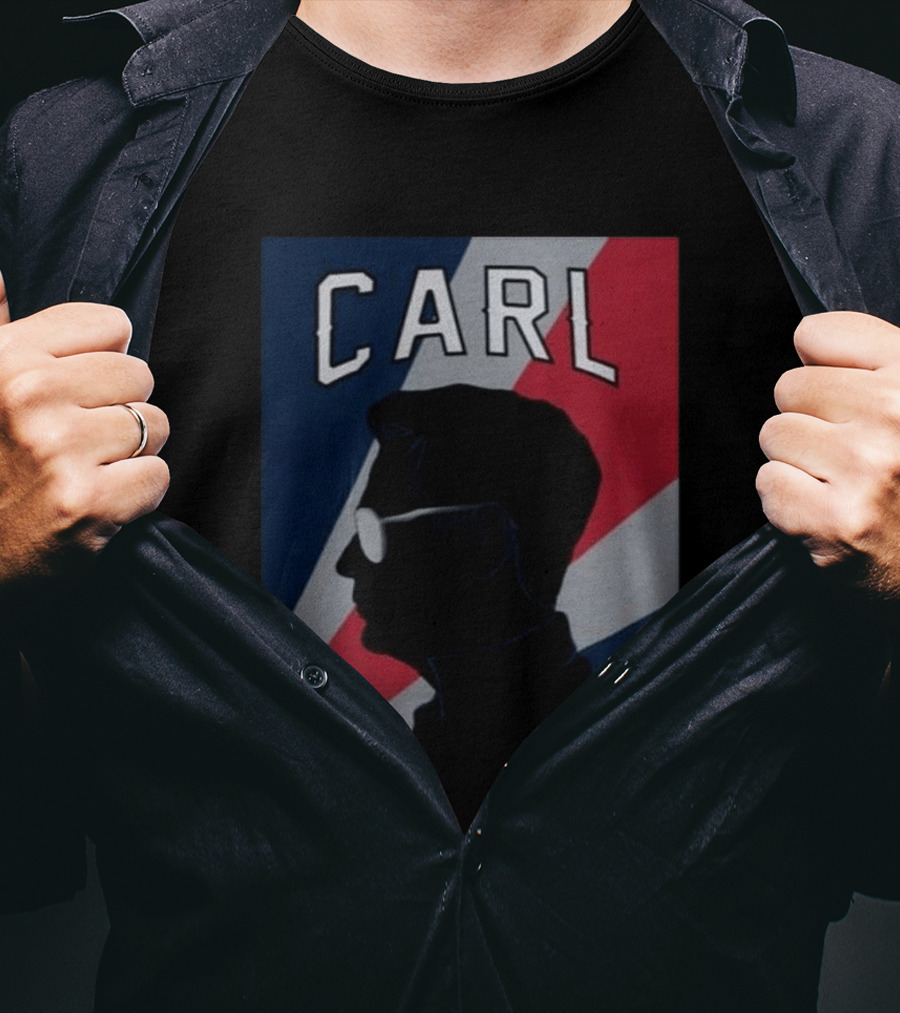 CARL Silhouette With Red And Blue Angled Stripes T-Shirt