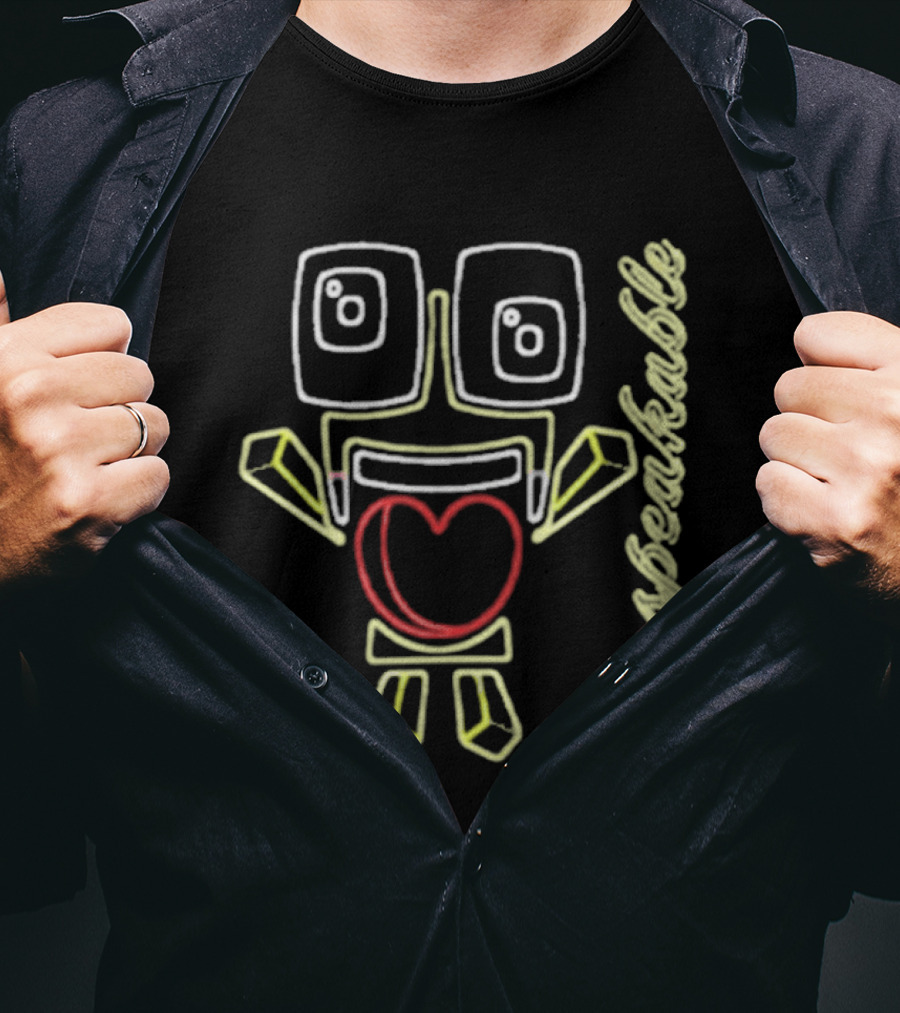 Unspeakable Love Neon Heart Robot Sketch T-Shirt