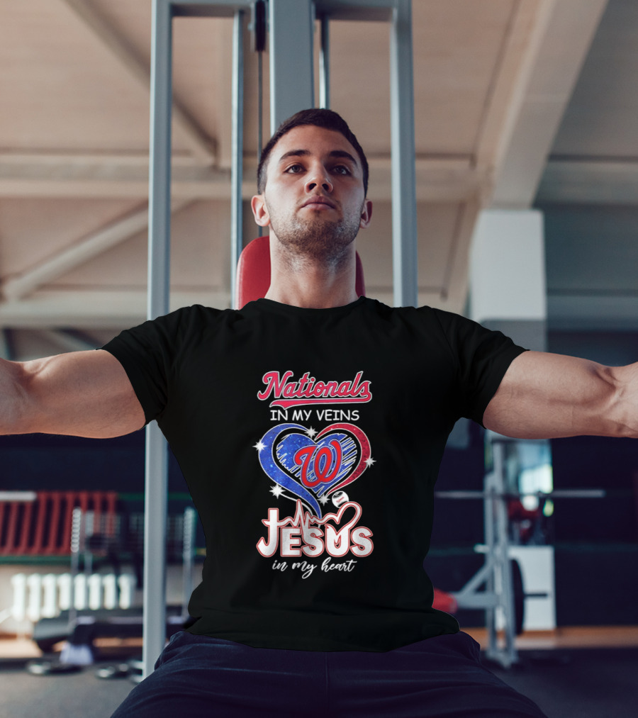 Nationals In My Veins W Heart Jesus In My Heart T-Shirt