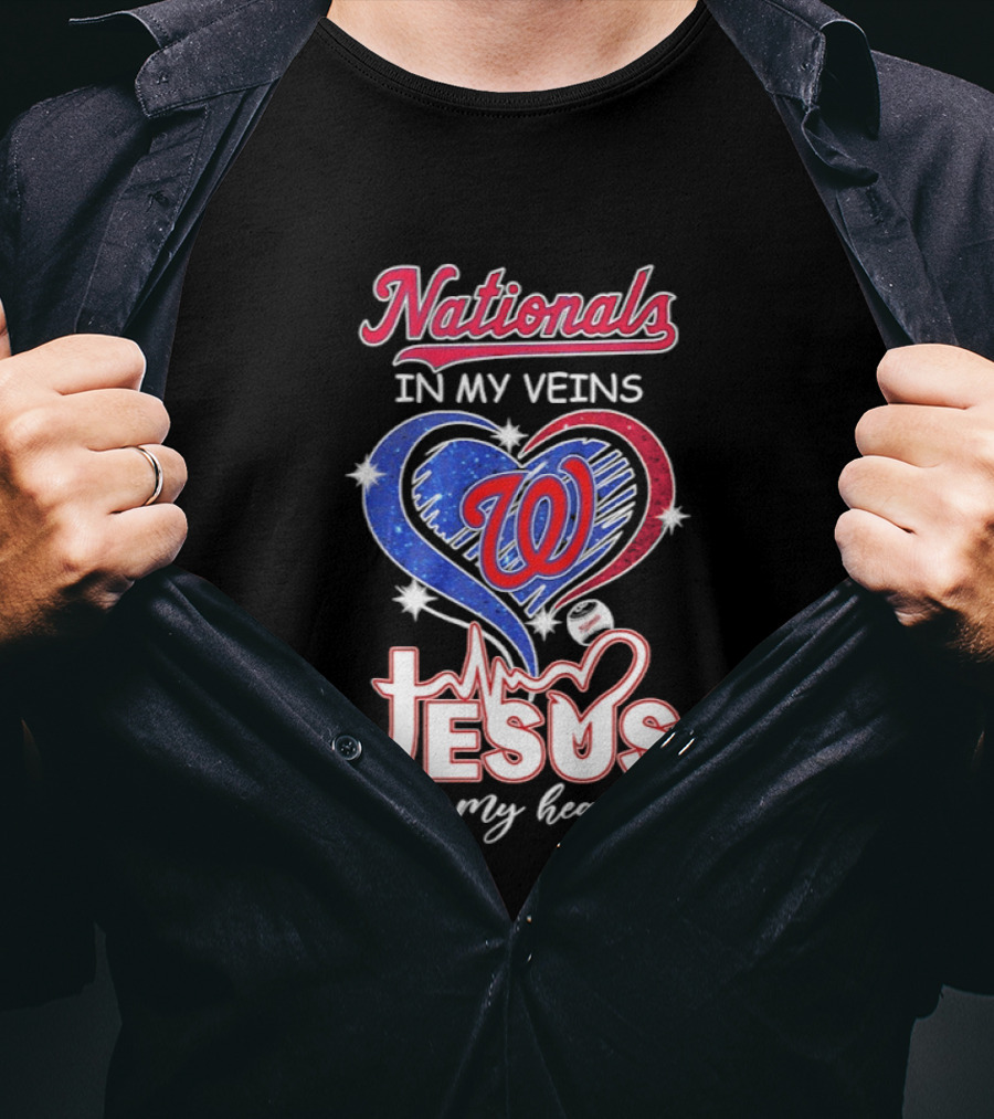 Nationals In My Veins W Heart Jesus In My Heart T-Shirt