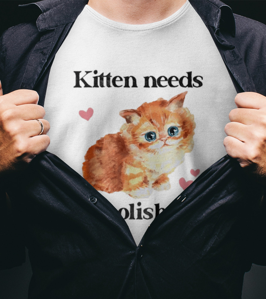 Kitten Needs To Abolish ICE Cute Cat With Hearts T-Shirt