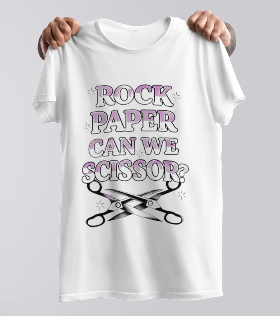 Rock Paper Can We Scissor Fun Playful Phrase With Scissors T-Shirt