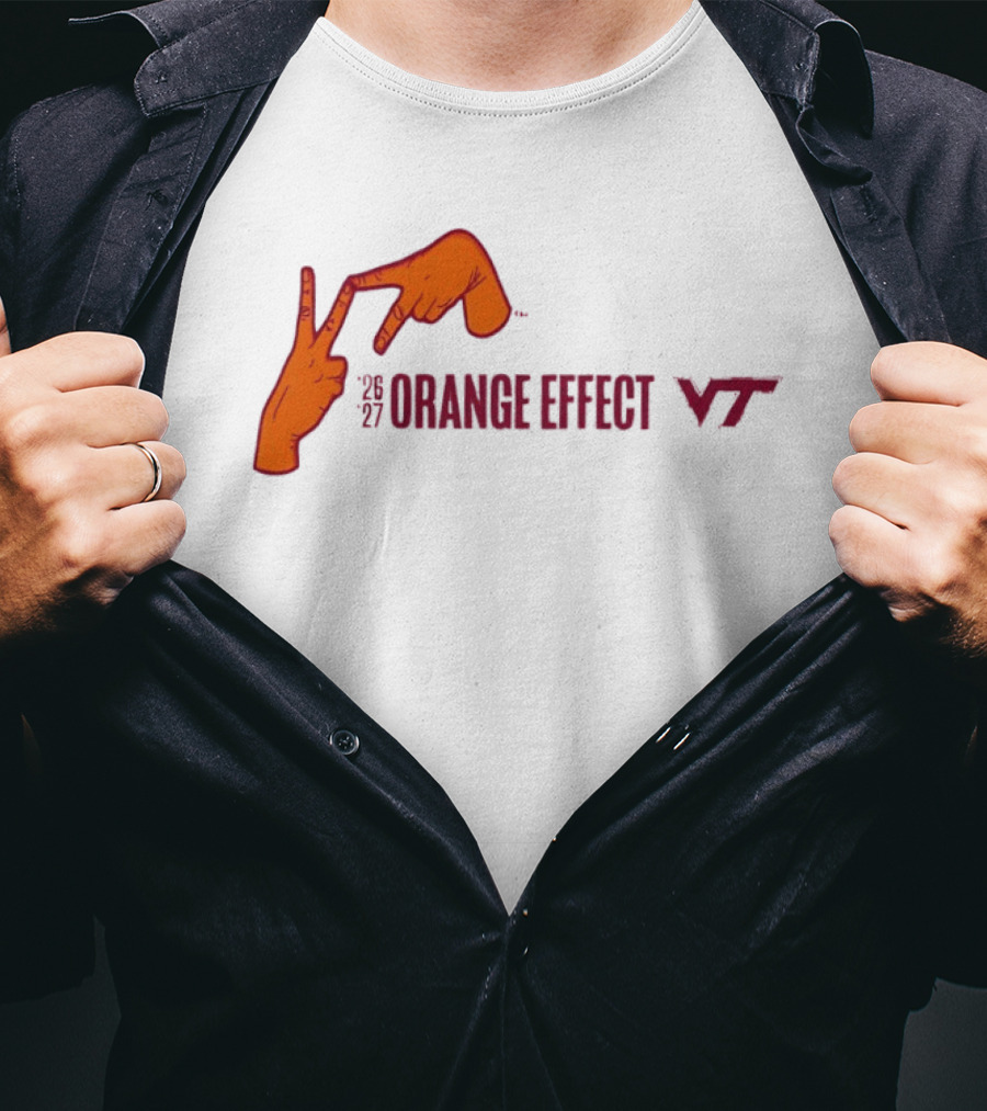 Virginia Tech Hokies 2026 2027 Orange Effect Hand Sign VT T-Shirt
