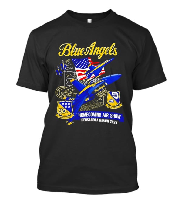 Blue Angels Homecoming Air Show Pensacola Beach 2026 American Flag Jet Aviation T-Shirt
