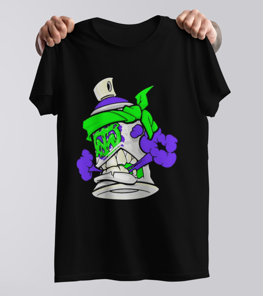 Trey Miguel Graffiti Spray Paint Can Cartoon Bandana T-Shirt