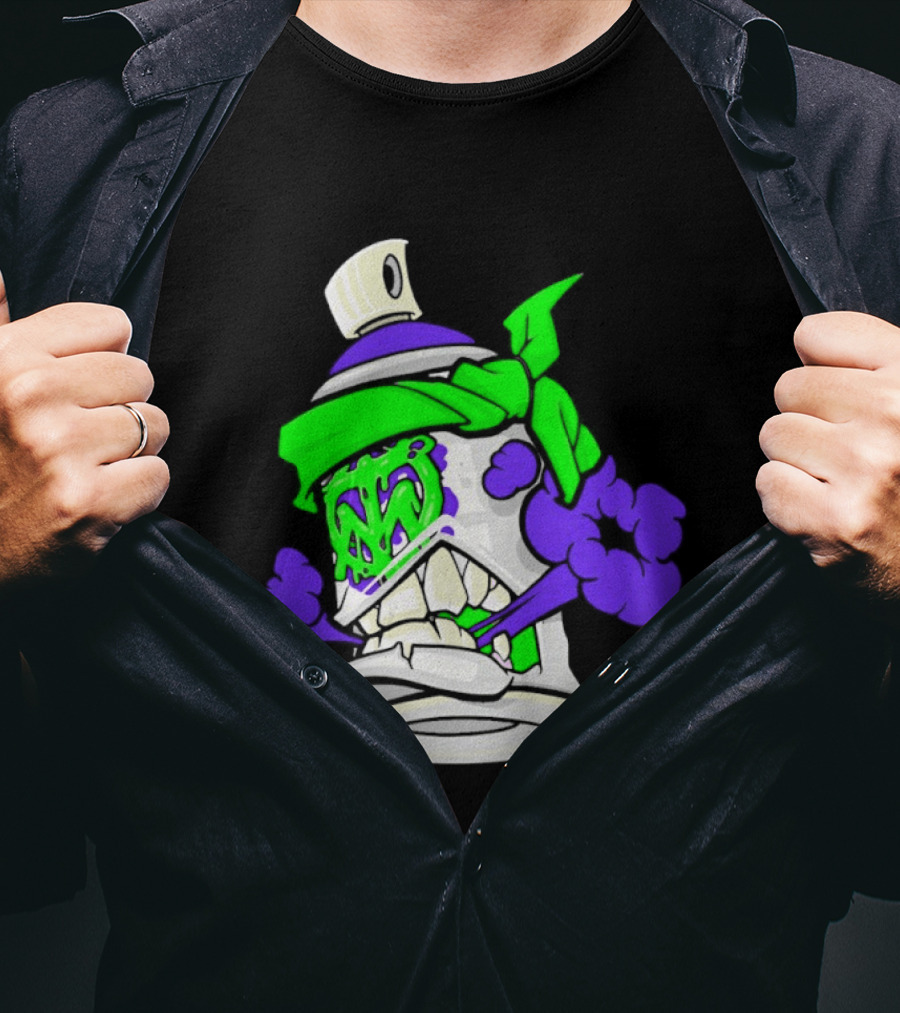 Trey Miguel Graffiti Spray Paint Can Cartoon Bandana T-Shirt