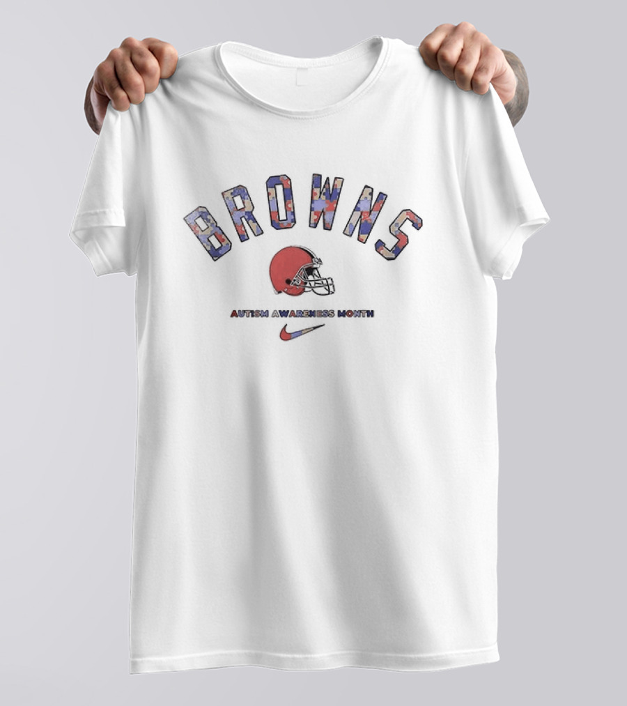 Cleveland Browns Autism Awareness Month Puzzle Print Browns T-Shirt