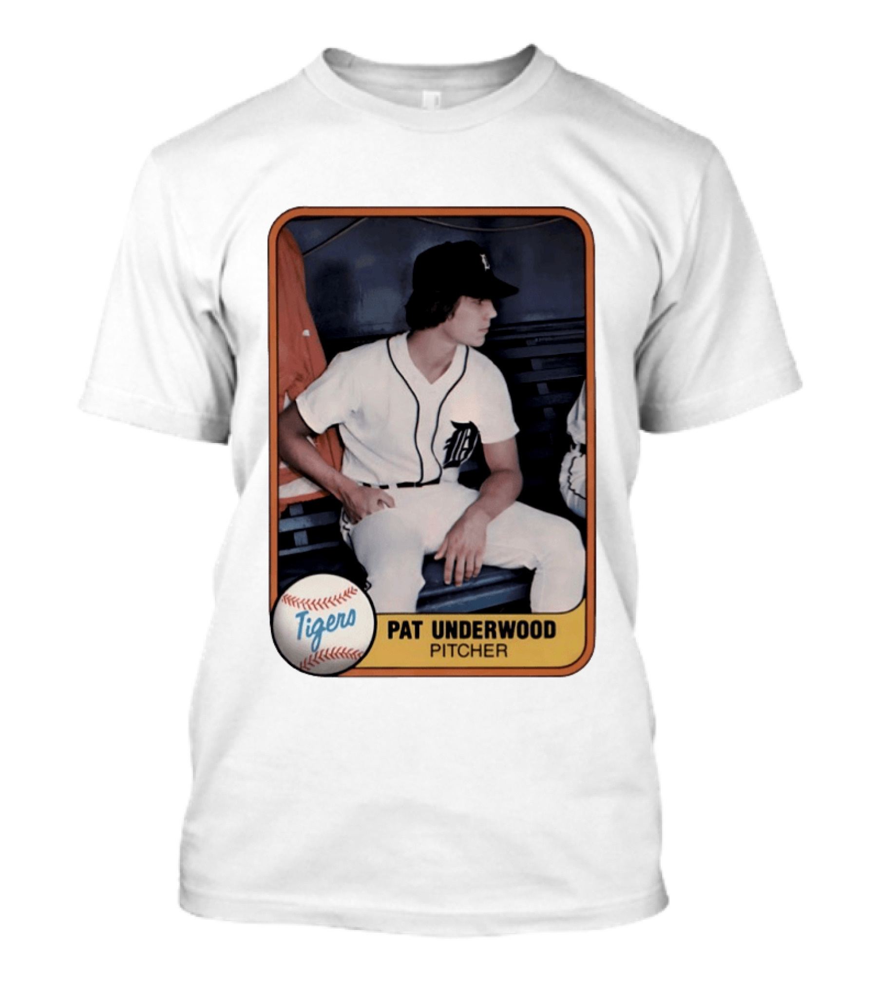 Tigers Pat Underwood Pitcher Baseball Card T-Shirt