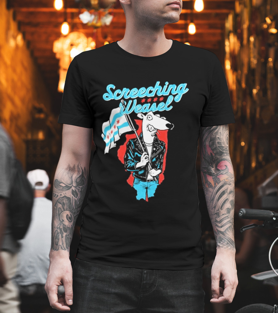 Screeching Weasel Chicago Flag Punk T-Shirt