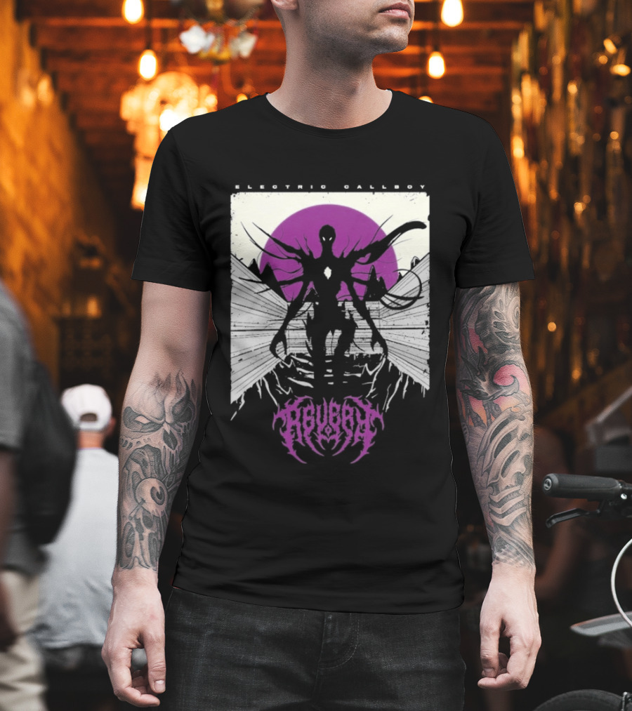 Electric Callboy Revery Creature Monster Skeleton Neon Pink Sunburst T-Shirt