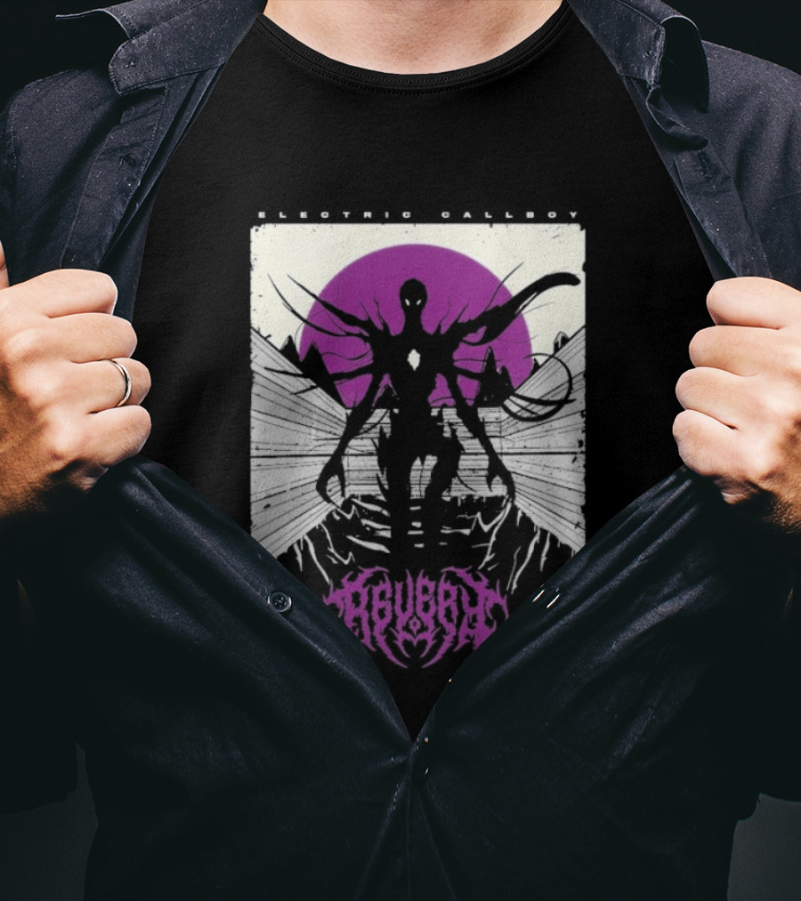 Electric Callboy Revery Creature Monster Skeleton Neon Pink Sunburst T-Shirt