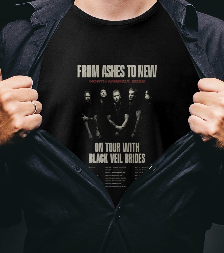 From Ashes To New North America 2026 Tour Dates Featuring Black Veil Brides T-Shirt