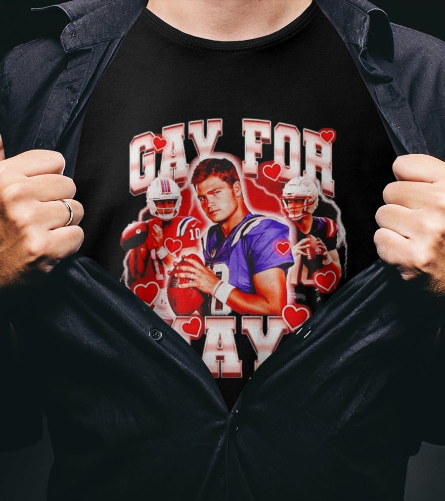 Gay For Maye Football Hearts Player T-Shirt