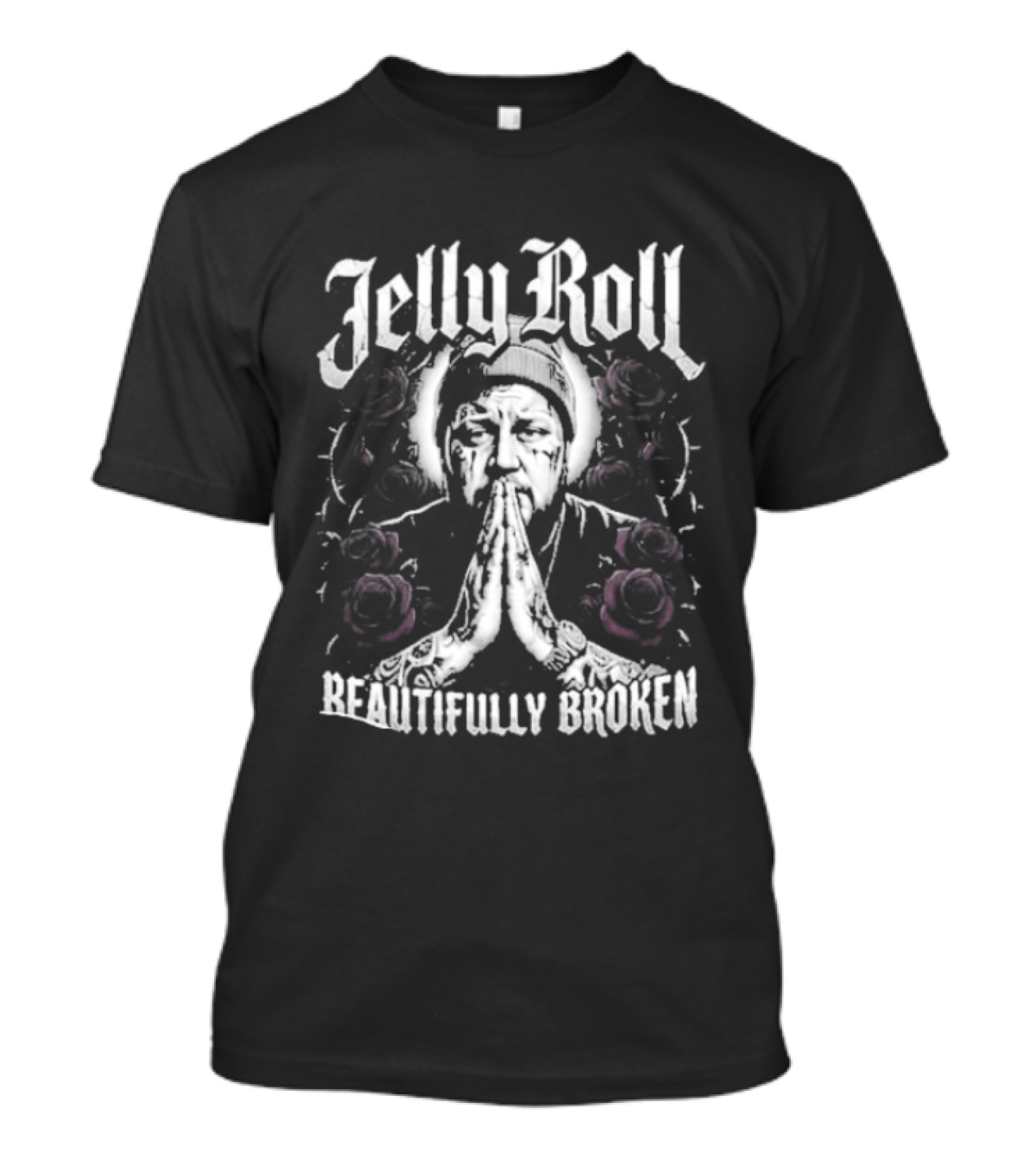 Jelly Roll Beautifully Broken Roses And Prayer Hands T-Shirt