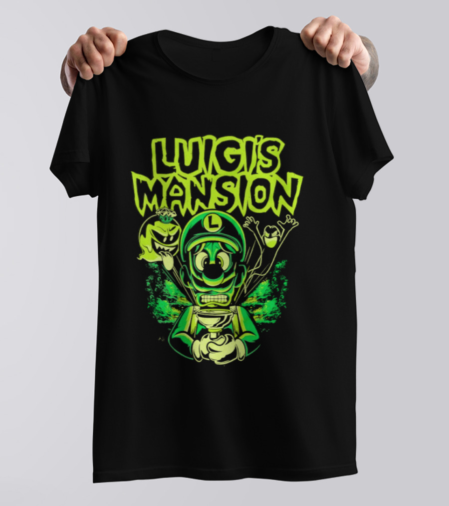 Luigi's Mansion Mario Game Character Neon Ghost T-Shirt