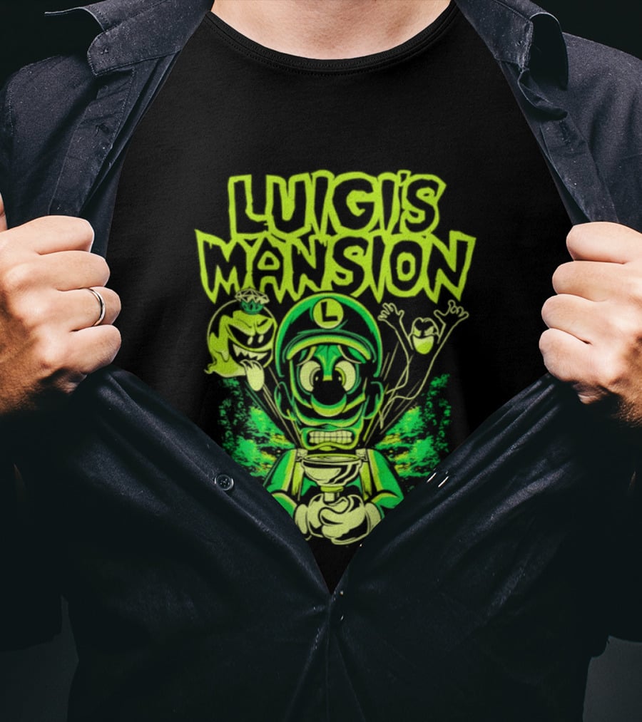 Luigi's Mansion Mario Game Character Neon Ghost T-Shirt