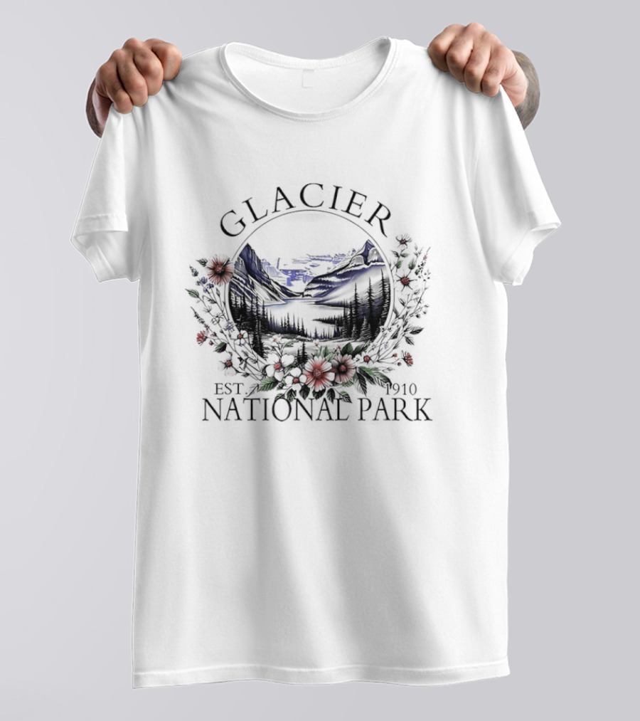 Glacier National Park Scenic Hiking Adventure Est 1910 T-Shirt