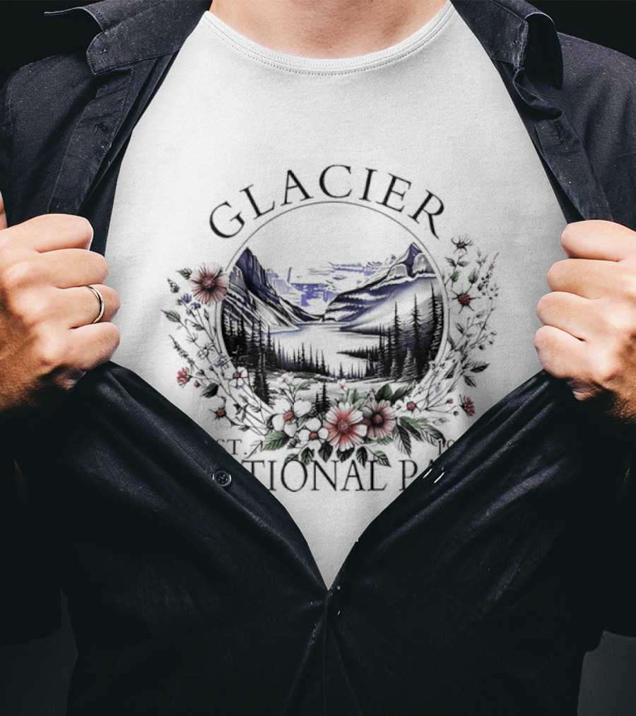 Glacier National Park Scenic Hiking Adventure Est 1910 T-Shirt